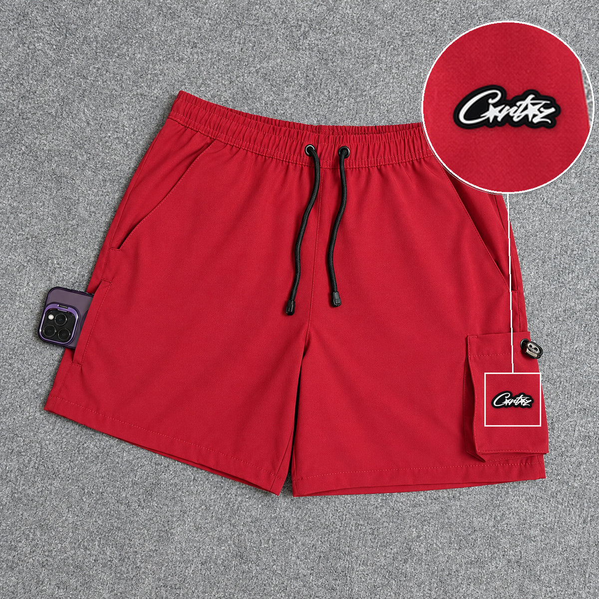 Short Cargo Elastano Tech Red com patch Cortez Escrito