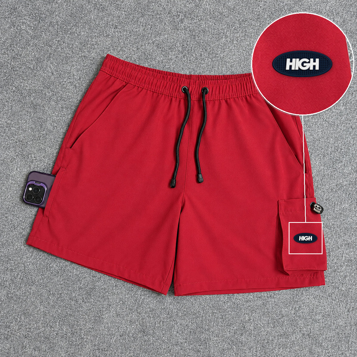 Short Cargo Elastano Tech Red com patch High Oval