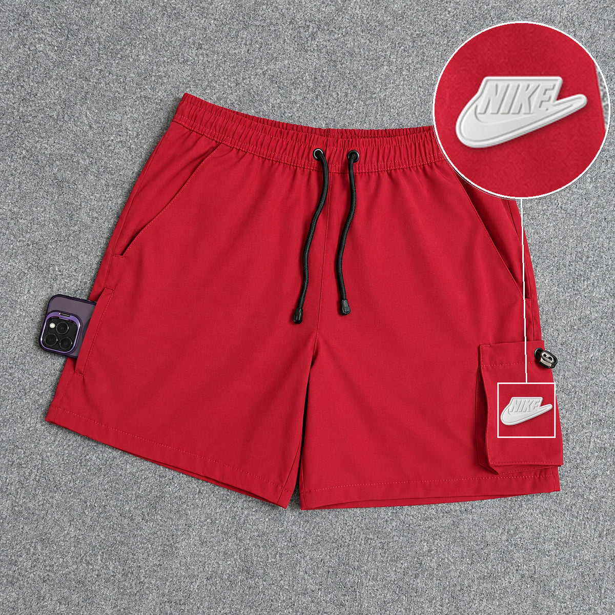 Short Cargo Elastano Tech Red com patch Nike Branco