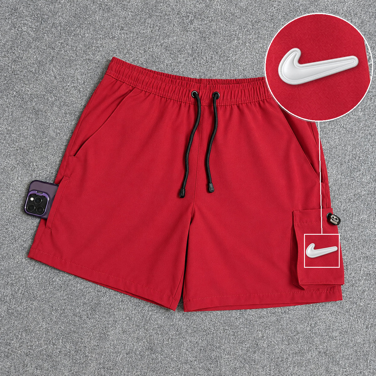 Short Cargo Elastano Tech Red com patch Nike Facao Sp Branca