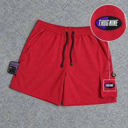 Short Cargo Elastano Tech Red com patch Thug Nine Oval Preto Com Roxo