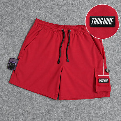 Short Cargo Elastano Tech Red com patch Thug Nine Retangular