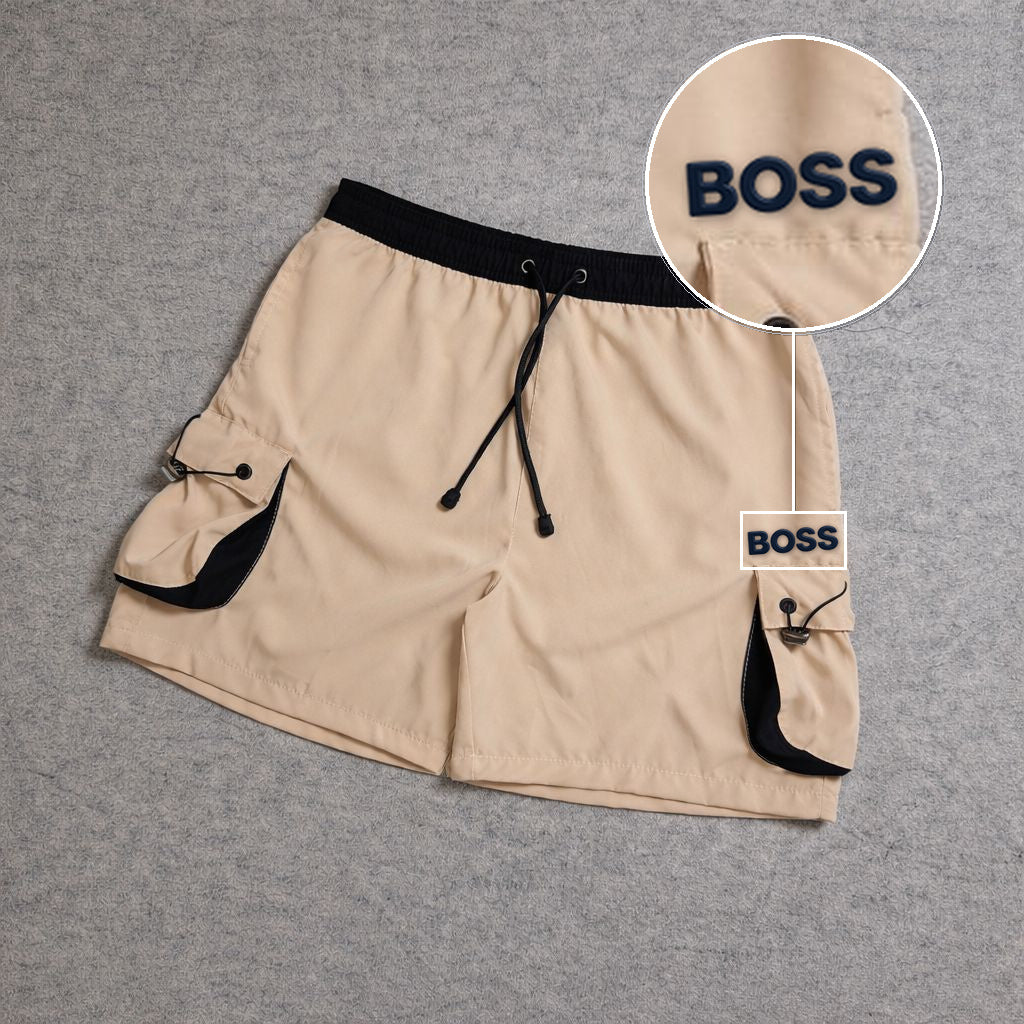 SHORT CARGO FOLLER COM REGULADOR BEGE com patch Boss Sp Preto
