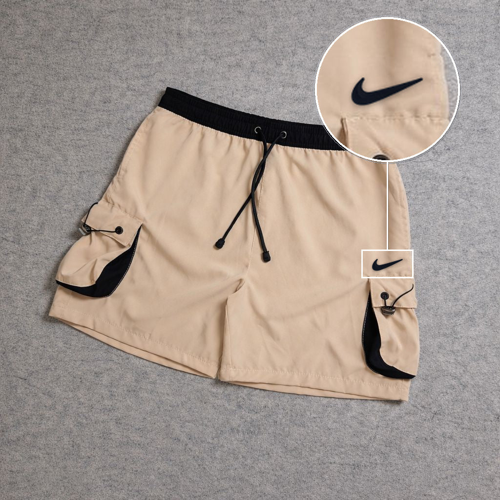 SHORT CARGO FOLLER COM REGULADOR BEGE com patch Nike Facao Sp Preto
