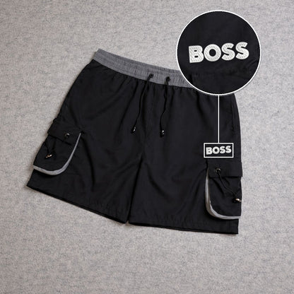SHORT CARGO FOLLER COM REGULADOR PRETO com patch Boss Sp Branco