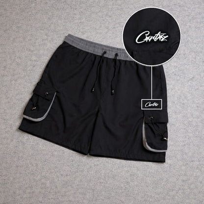 SHORT CARGO FOLLER COM REGULADOR PRETO com patch Cortez Escrito