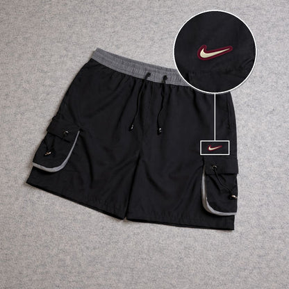 SHORT CARGO FOLLER COM REGULADOR PRETO com patch Nike Resinado Marrom