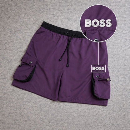 SHORT CARGO FOLLER COM REGULADOR ROXO com patch Boss Sp Branco