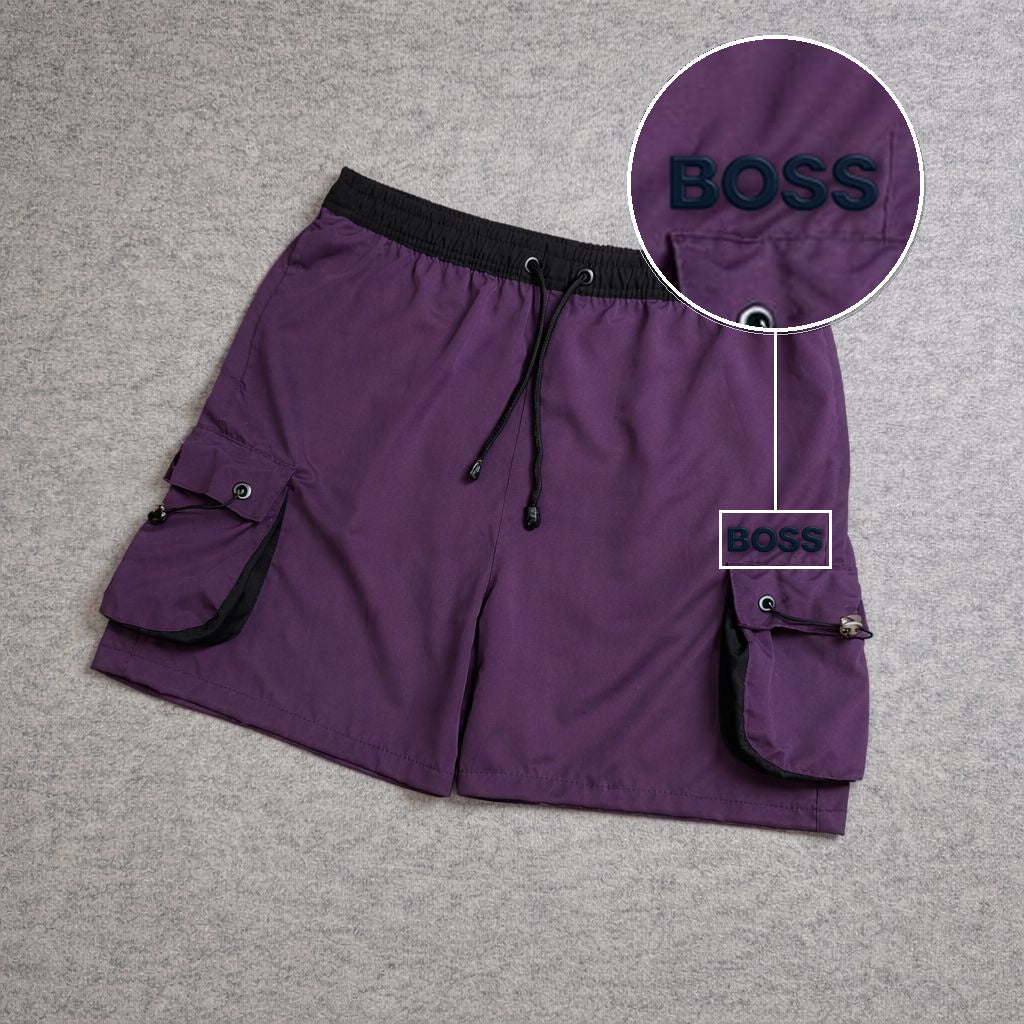 SHORT CARGO FOLLER COM REGULADOR ROXO com patch Boss Sp Preto