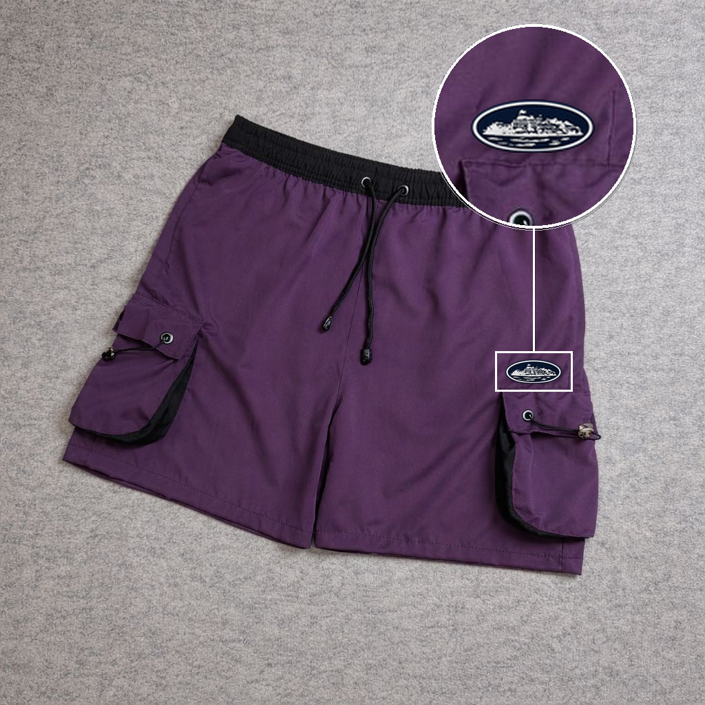 SHORT CARGO FOLLER COM REGULADOR ROXO com patch Cortez Prisao