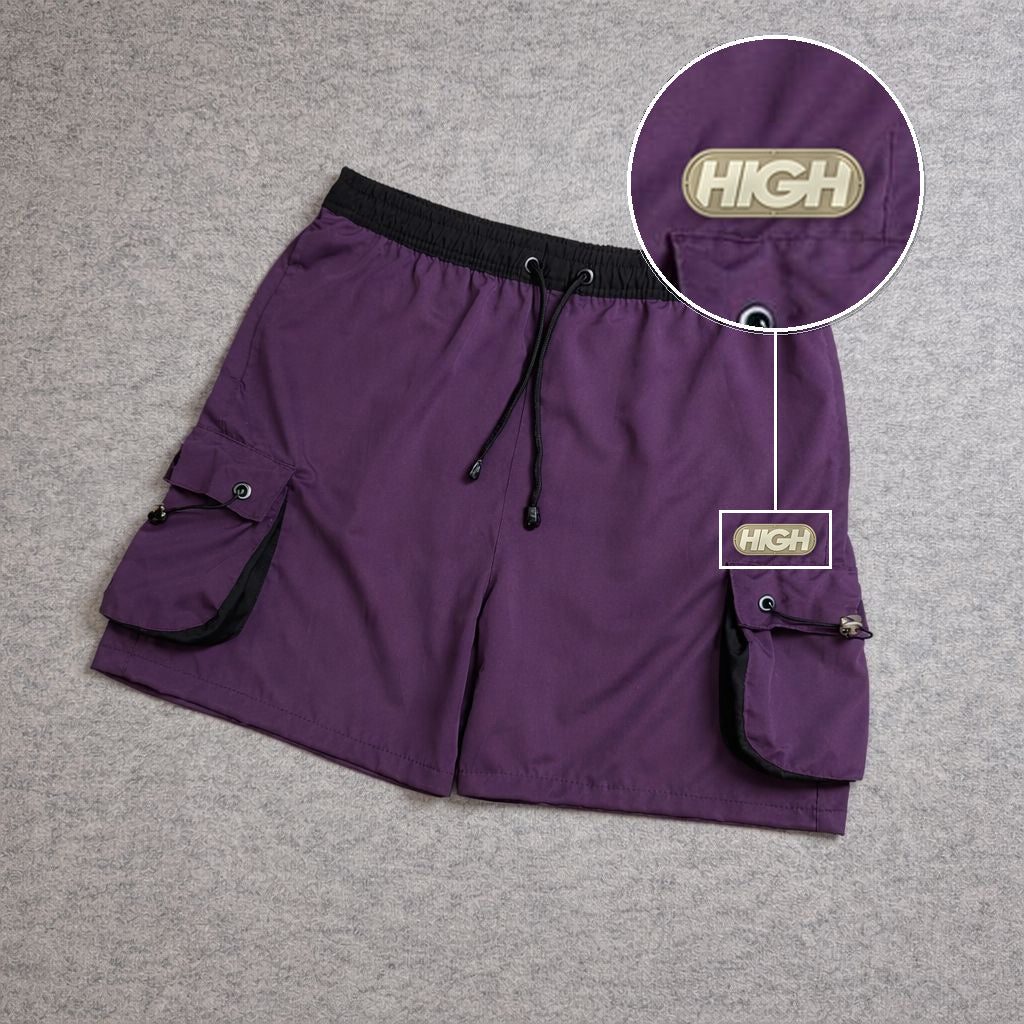 SHORT CARGO FOLLER COM REGULADOR ROXO com patch High Resina Oval Bege