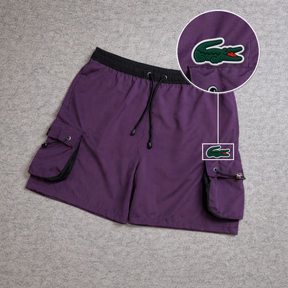 SHORT CARGO FOLLER COM REGULADOR ROXO com patch Lacoste Sp