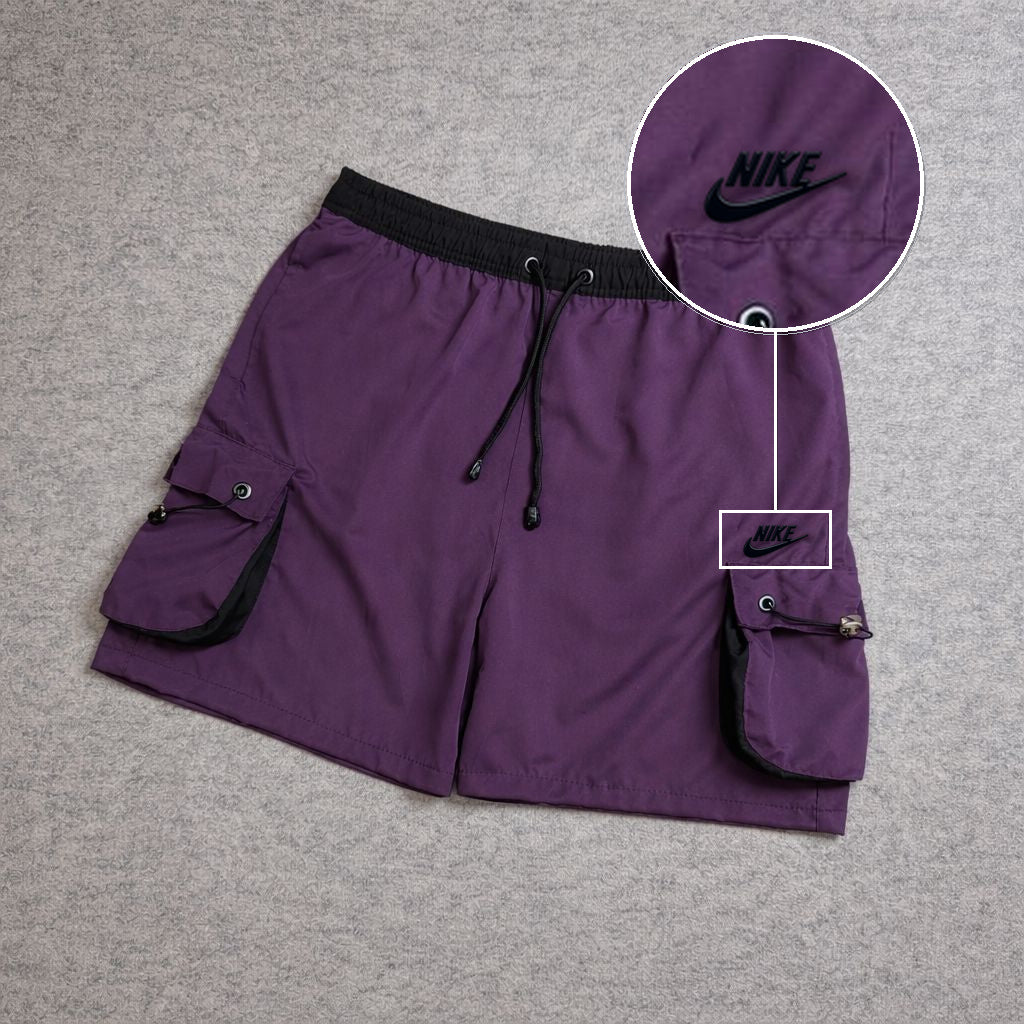SHORT CARGO FOLLER COM REGULADOR ROXO com patch Nike Escrita Sp Preto