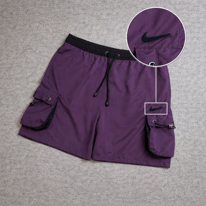 SHORT CARGO FOLLER COM REGULADOR ROXO com patch Nike Facao Sp Preto