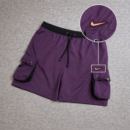 SHORT CARGO FOLLER COM REGULADOR ROXO com patch Nike Resinado Marrom