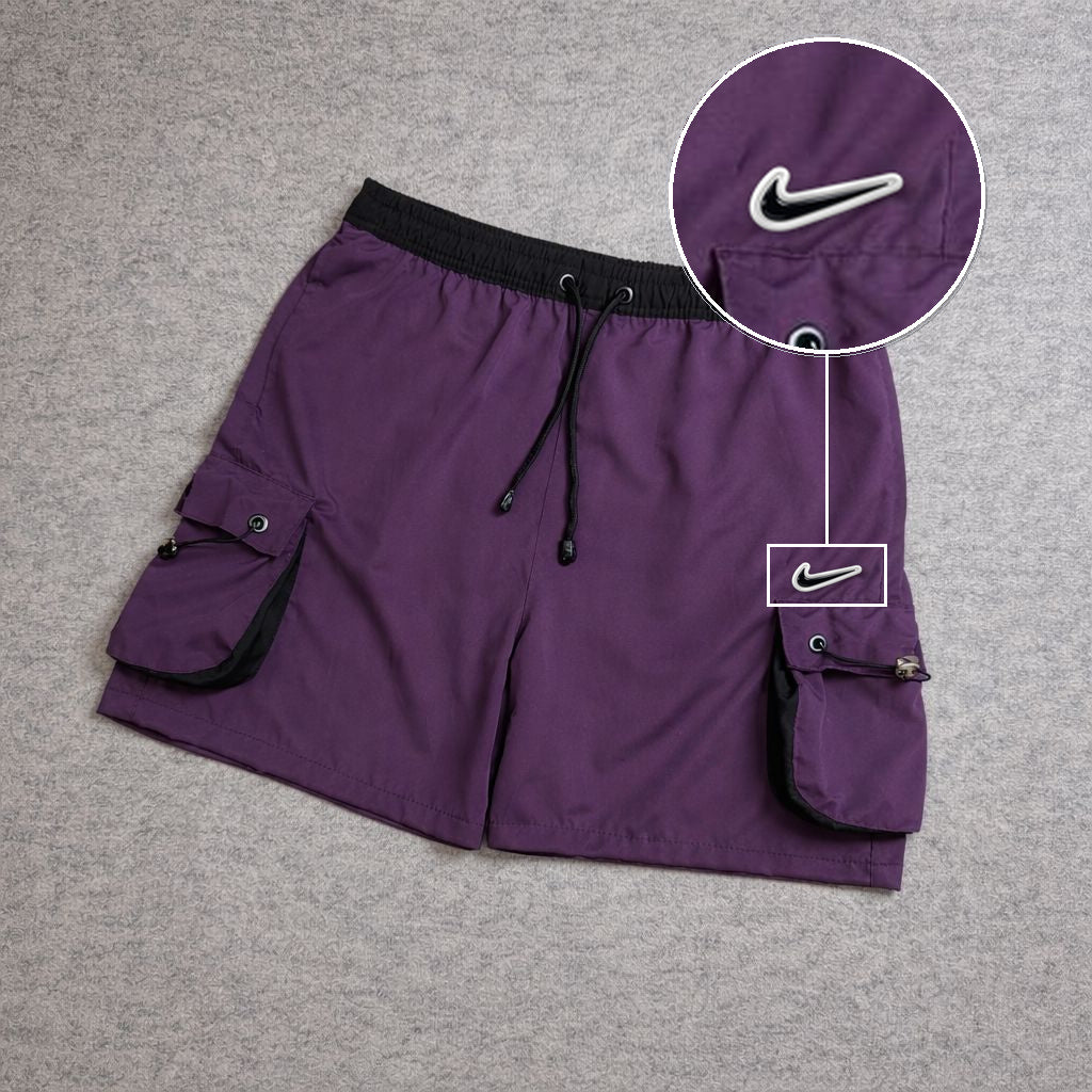SHORT CARGO FOLLER COM REGULADOR ROXO com patch Nike Rs P B