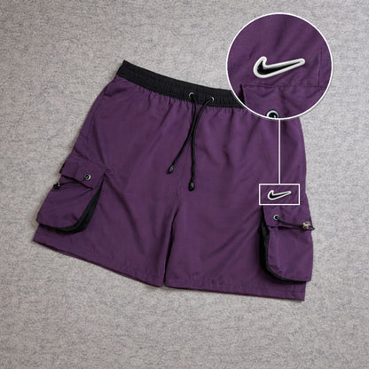 SHORT CARGO FOLLER COM REGULADOR ROXO com patch Nike Rs P B