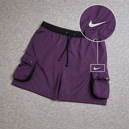 SHORT CARGO FOLLER COM REGULADOR ROXO com patch Nike Swoosh Branco