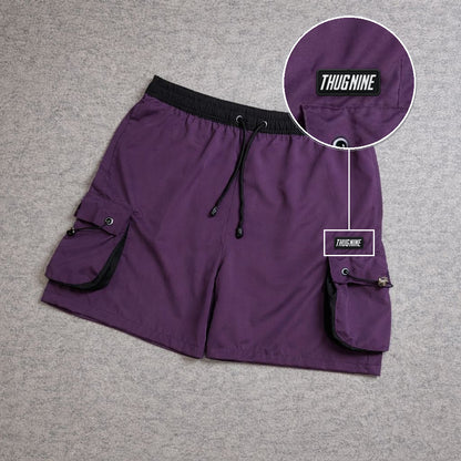 SHORT CARGO FOLLER COM REGULADOR ROXO com patch Thug Nine Retangular