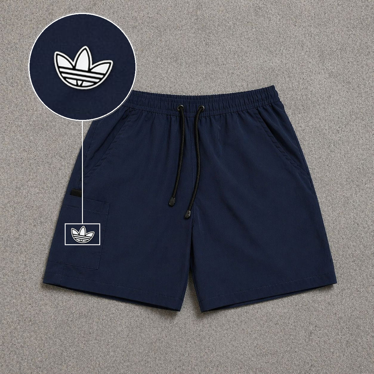 Short Cargo Street com Bolso Funcional Azul Escuro com patch Adidas P B