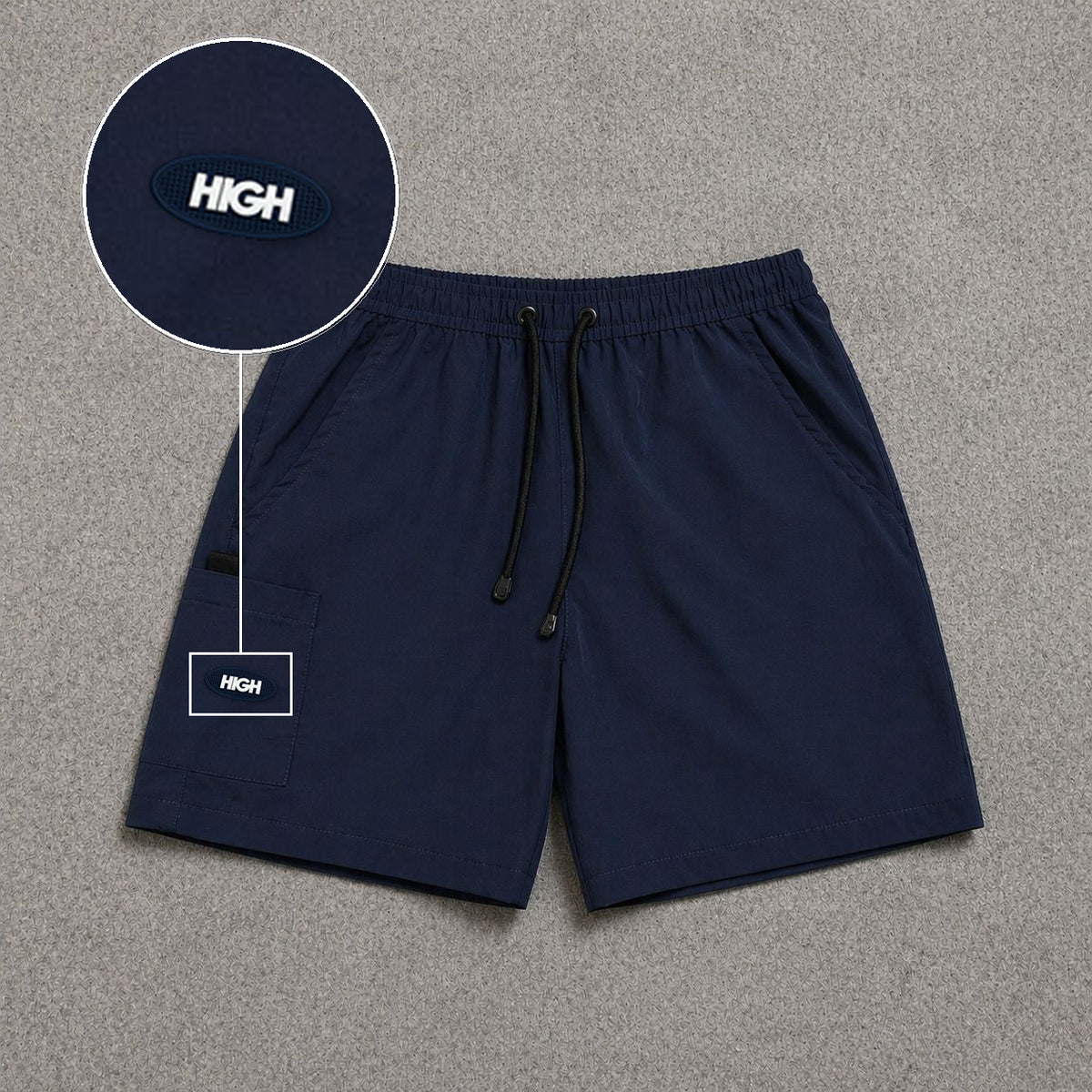 Short Cargo Street com Bolso Funcional Azul Escuro com patch High Oval