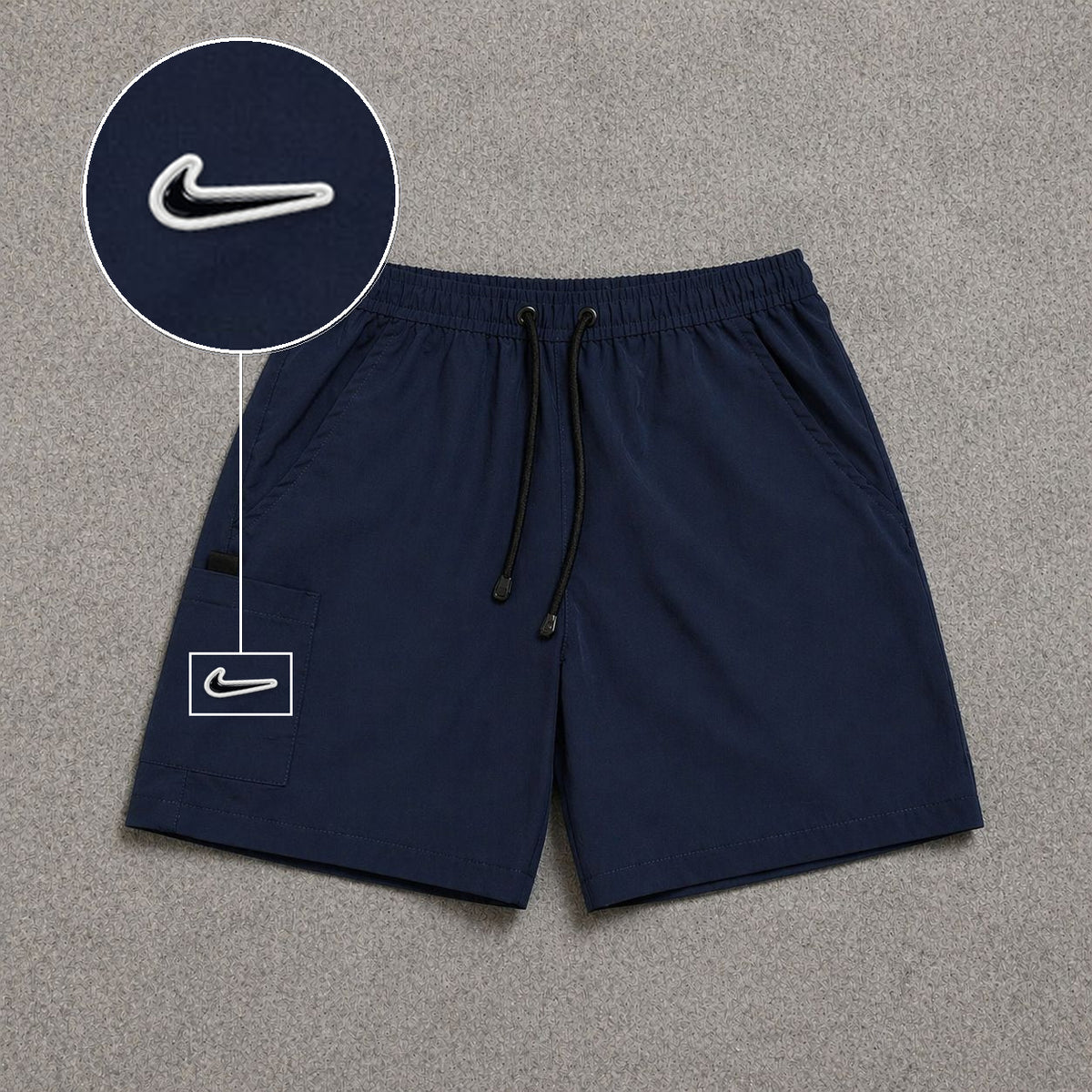 Short Cargo Street com Bolso Funcional Azul Escuro com patch Nike Rs P B