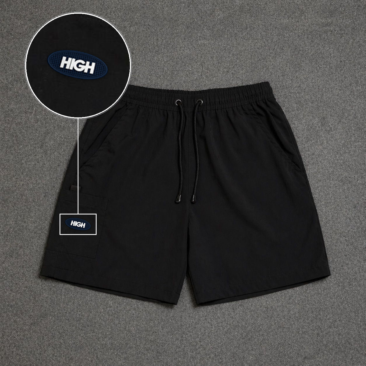 Short Cargo Street com Bolso Funcional Preto com patch High Oval