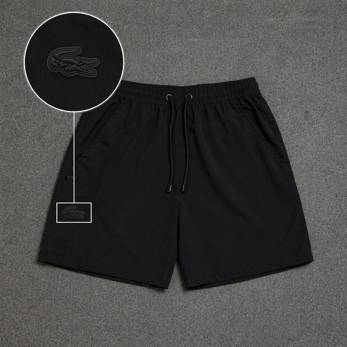 Short Cargo Street com Bolso Funcional Preto com patch Lacoste Sp Preto