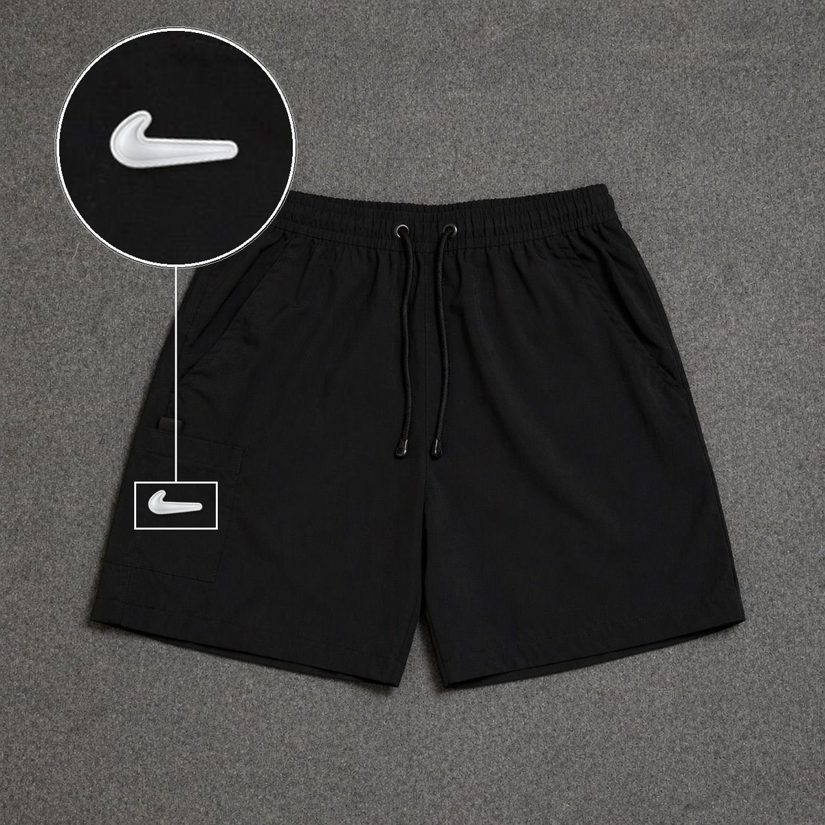 Short Cargo Street com Bolso Funcional Preto com patch Nike Facao Sp Branca