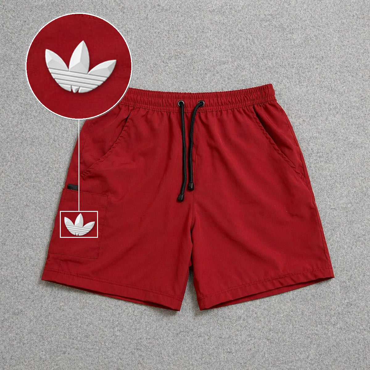 Short Cargo Street com Bolso Funcional Vermelho com patch Adidas Branco