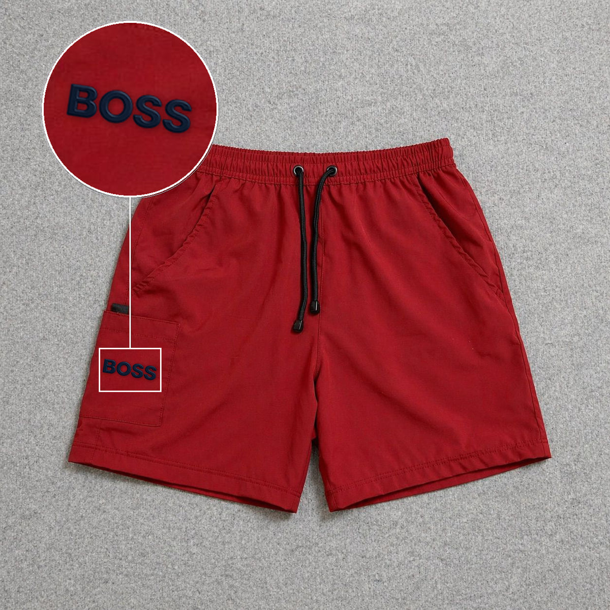 Short Cargo Street com Bolso Funcional Vermelho com patch Boss Sp Preto