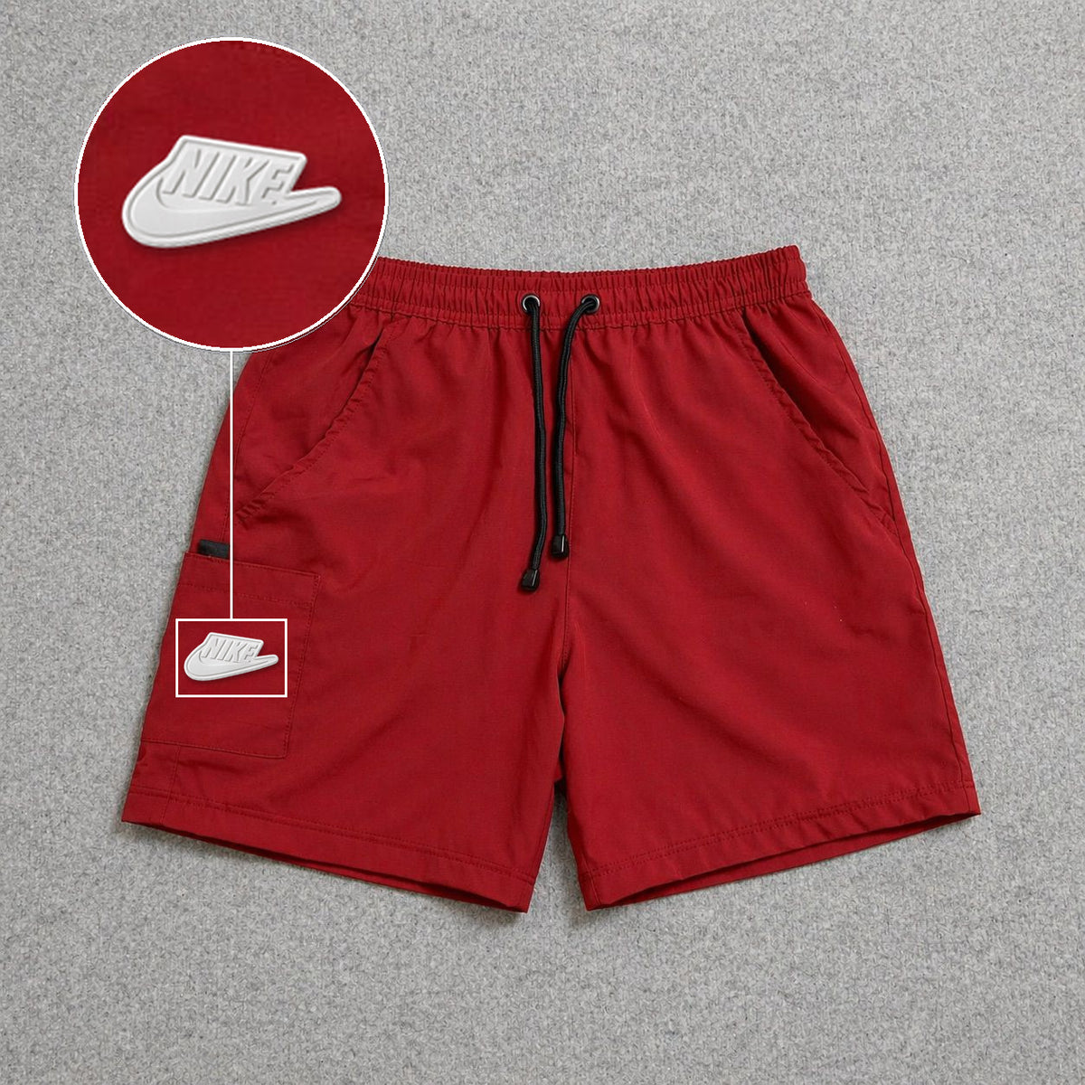Short Cargo Street com Bolso Funcional Vermelho com patch Nike Branco