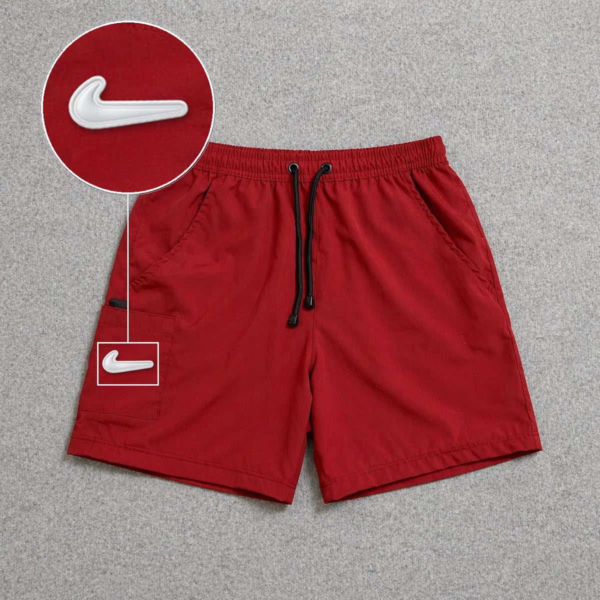 Short Cargo Street com Bolso Funcional Vermelho com patch Nike Facao Sp Branca