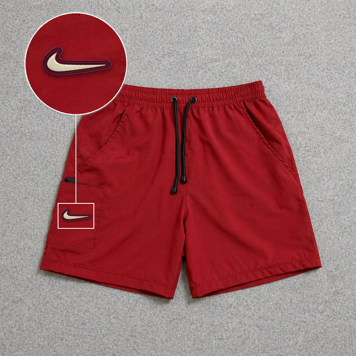 Short Cargo Street com Bolso Funcional Vermelho com patch Nike Resinado Marrom