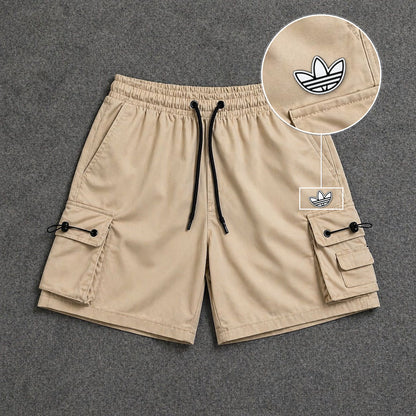 Short Cargo Streetwear Dual Pocket Bege com patch Adidas P B