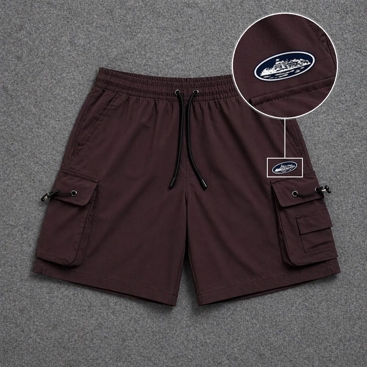 Short Cargo Streetwear Dual Pocket Marrom com patch Cortez Prisao