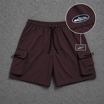 Short Cargo Streetwear Dual Pocket Marrom com patch Cortez Prisao