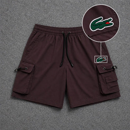 Short Cargo Streetwear Dual Pocket Marrom com patch Lacoste Sp
