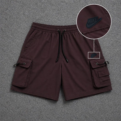 Short Cargo Streetwear Dual Pocket Marrom com patch Nike Preto
