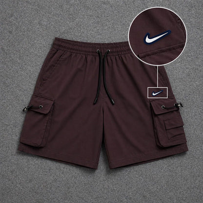 Short Cargo Streetwear Dual Pocket Marrom com patch Nike Resinado B P