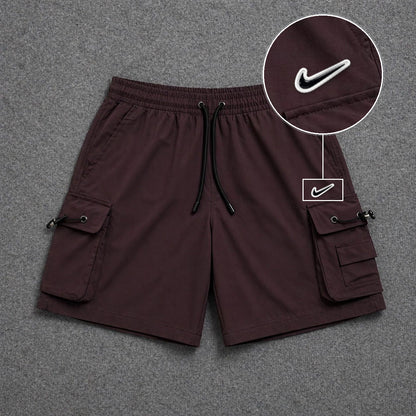 Short Cargo Streetwear Dual Pocket Marrom com patch Nike Rs P B