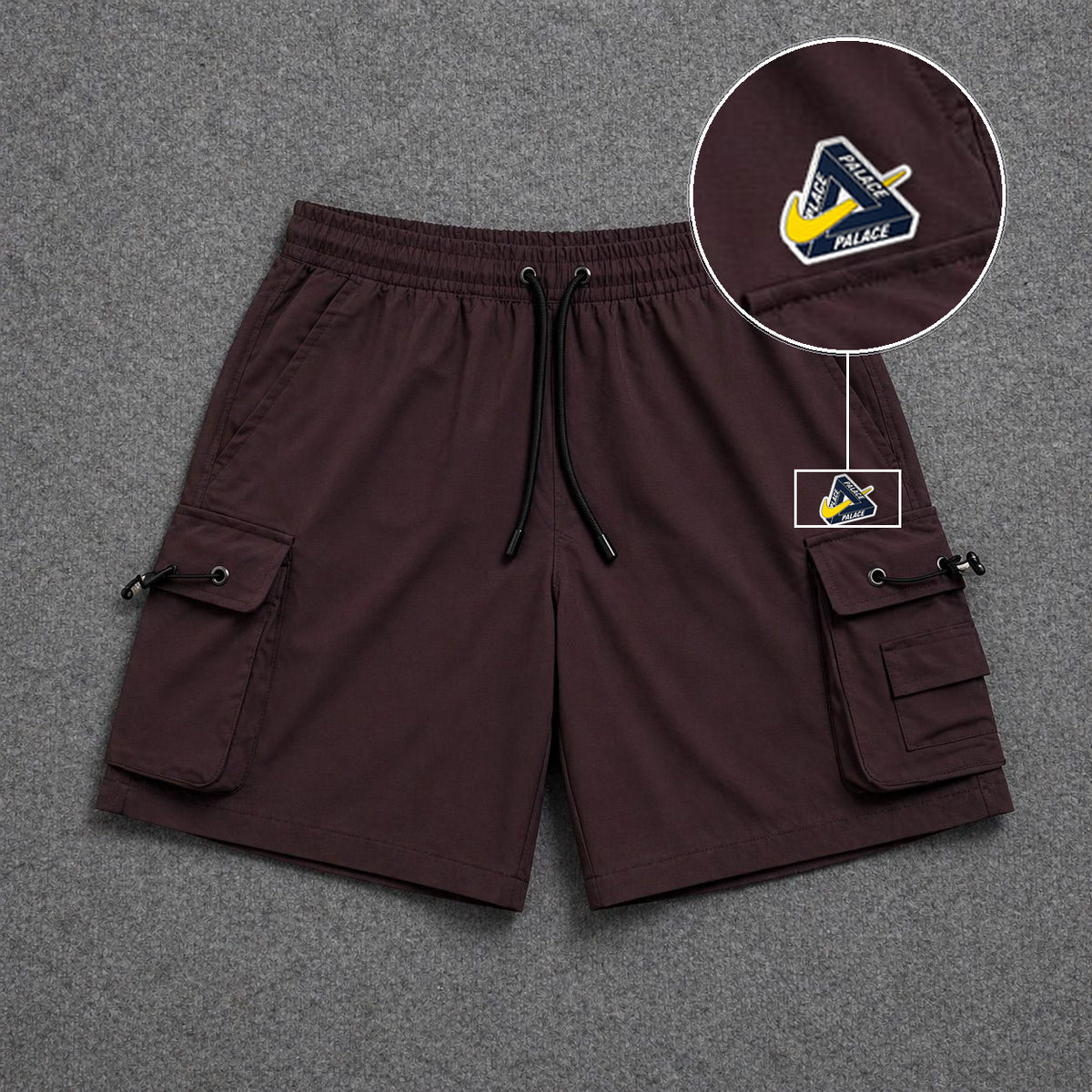 Short Cargo Streetwear Dual Pocket Marrom com patch Palace