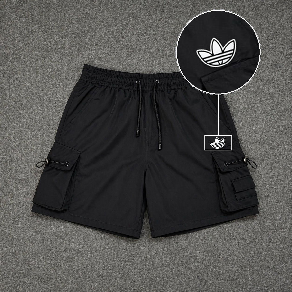 Short Cargo Streetwear Dual Pocket Preto com patch Adidas P B