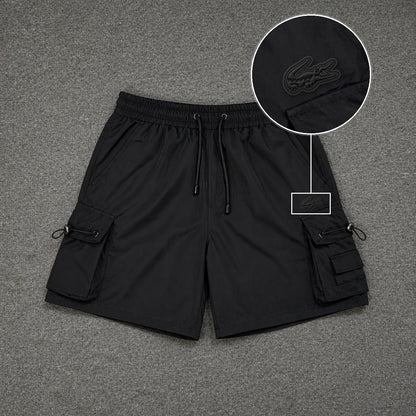 Short Cargo Streetwear Dual Pocket Preto com patch Lacoste Sp Preto