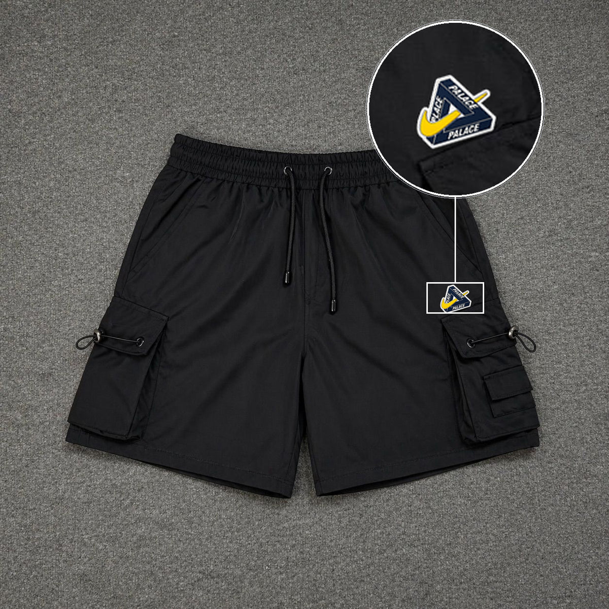 Short Cargo Streetwear Dual Pocket Preto com patch Palace