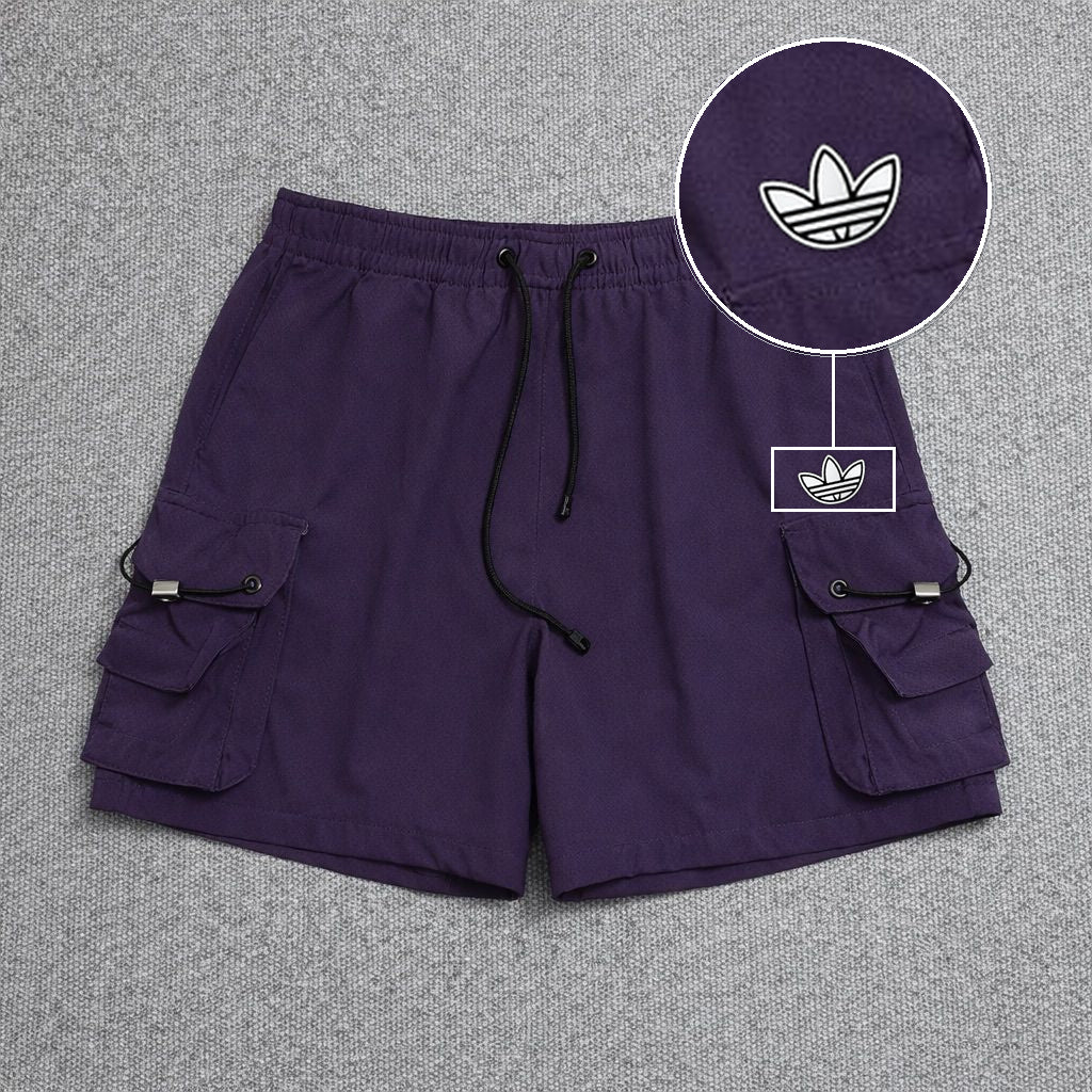 Short Cargo Streetwear Dual Pocket Roxo com patch Adidas P B