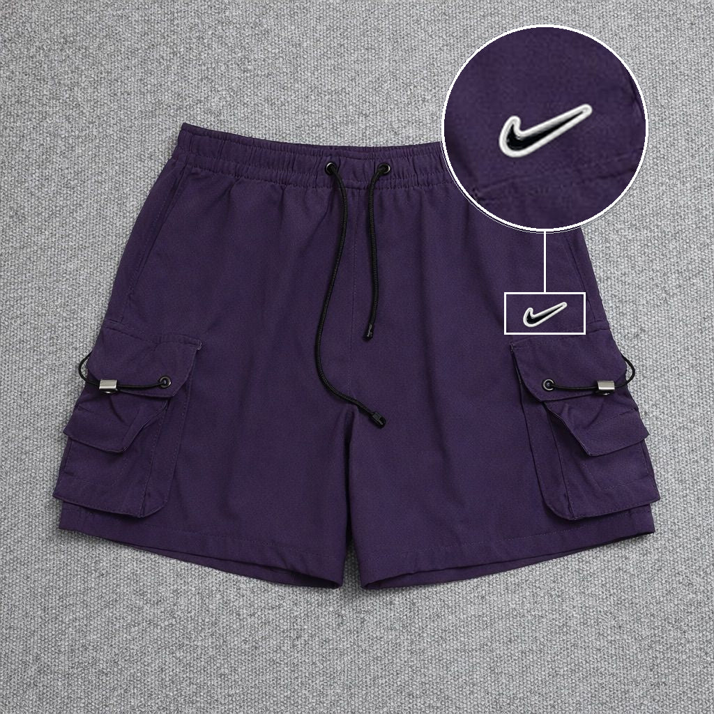 Short Cargo Streetwear Dual Pocket Roxo com patch Nike Rs P B