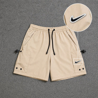 Short Cargo Streetwear Urban com Bolsos Laterais Bege com patch Nike Rs P B
