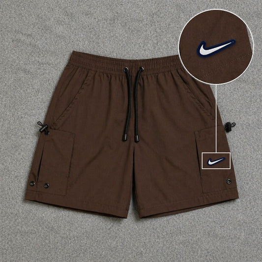 Short Cargo Streetwear Urban com Bolsos Laterais Marrom com patch Nike Resinado B P