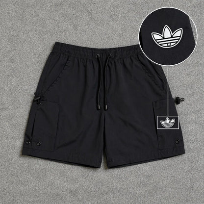 Short Cargo Streetwear Urban com Bolsos Laterais Preto com patch Adidas P B